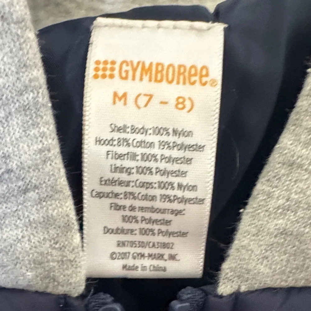 Gymboree Navy Blue Quilted Vest with Gray Hood
